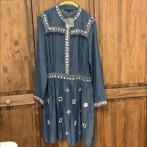 Boston Proper Chambray dress with beaded detail